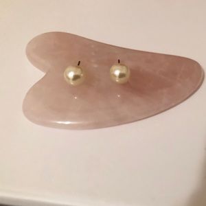 White Faux Pearl Stud Earrings